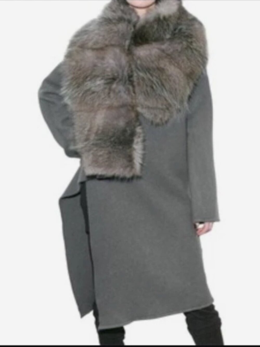 $7.5K Palais Royal Rick Owens Possum Fur Cashmere Gray Long Coat Jacket 40 RARE